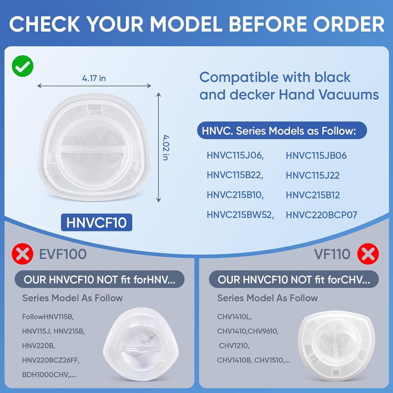 LBLVBNEWD 4 Pack HNVCF10 Replacement Filters Washable for Black and Decker Dustbuster Hand Vacuum HNVC215B10, HNVC215B12, HNVC215BW52, HNVC215B12AEV, HNVC220BCZ01, HNVC115JB06, HNVC115B22, HNVC115J, HNVC115J06 - Image 3